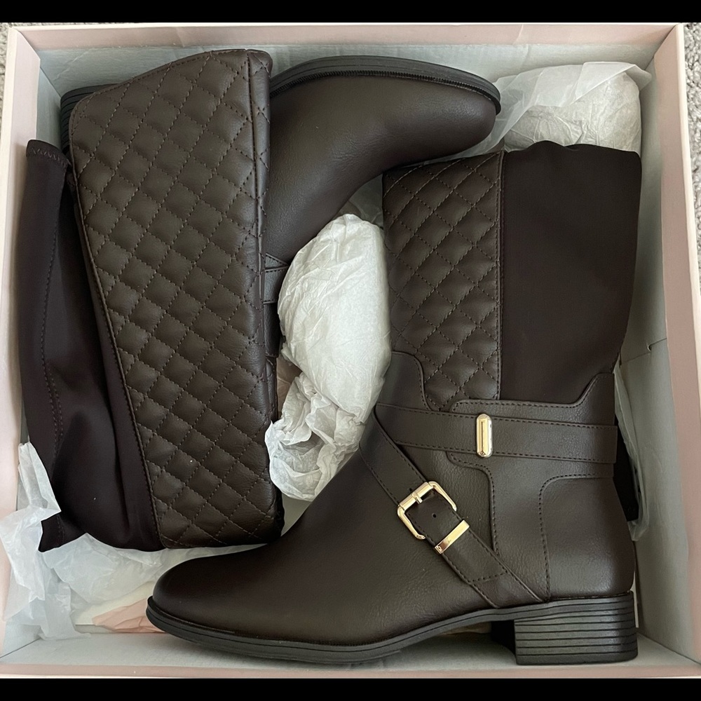 Womens Brown Quilted Over knee boots